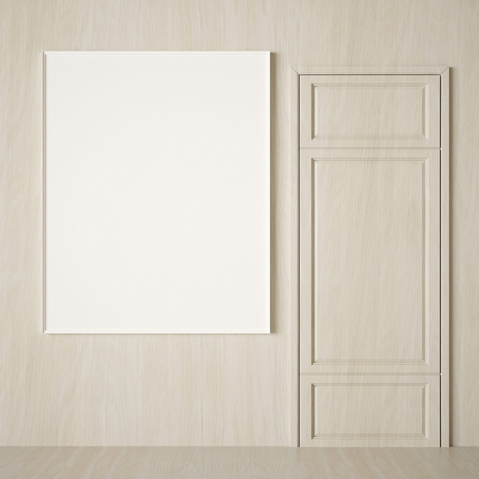 3D illustration interior Modern design minimal style with blank mockup frame on beautiful wall, decorate with modern furniture in hallway, rendering